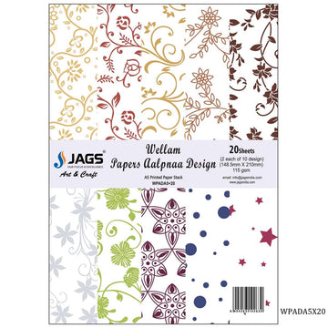 jags-mumbai Designed Paper Scrapbooking paper packs ,printed greeting papers of Vellum Paper A5 Alpana Design WPADA5X20