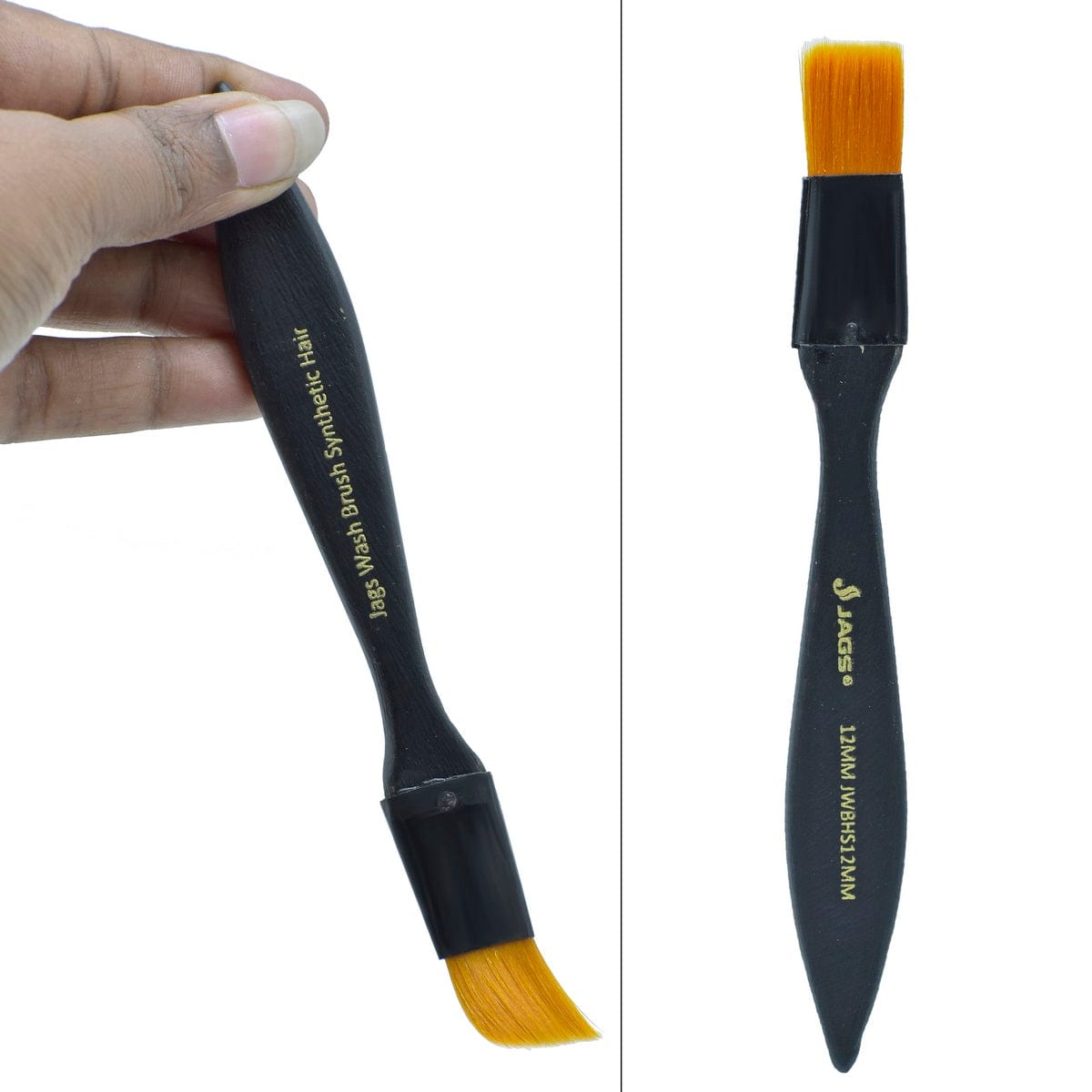 jags-mumbai Drawing Brushes & Holders Jags Wash Brush Synthetic Hair Black Handle 12MM JWBHS12MM