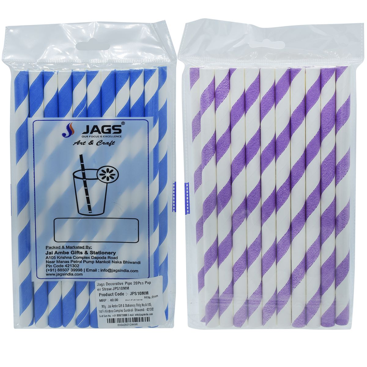 jags-mumbai Emboss material Jags decorative pipe 20Pcs paper straw