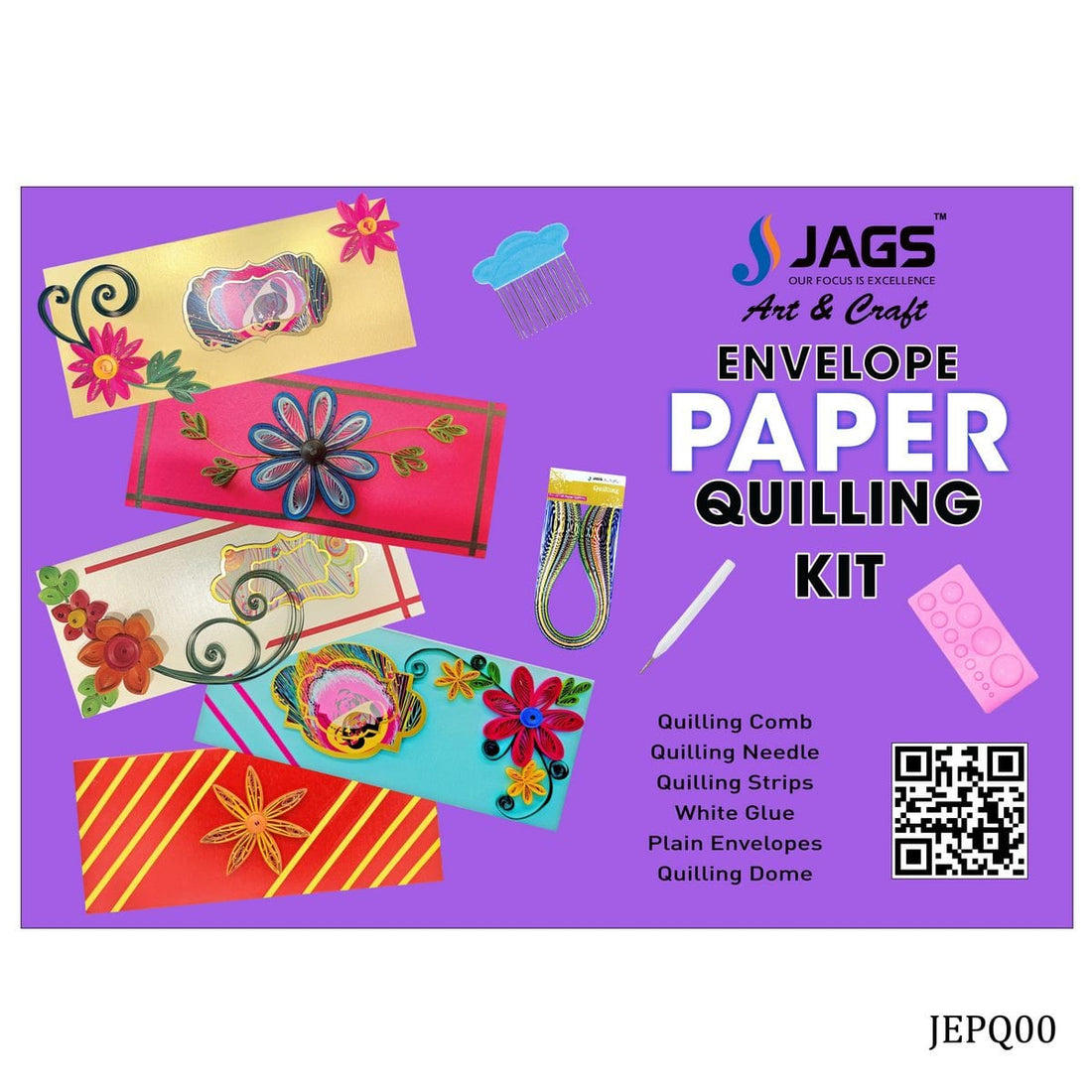 jags-mumbai Envelopes Jags Envelope Paper Quilling Kit JEPQ00- Perfect for DIY Crafts & Projects