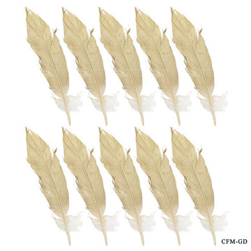 Feather Artificial Medium Golden 10pcs