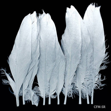 Feather Artificial Medium Silver 10pcs CFM-SR