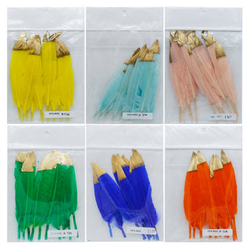 Feather Artificial Small Colour&Gold 10pcs