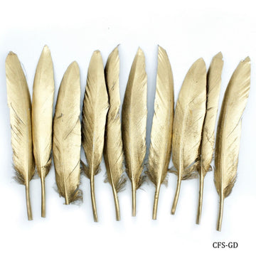 Feather artificial small golden 10pcs