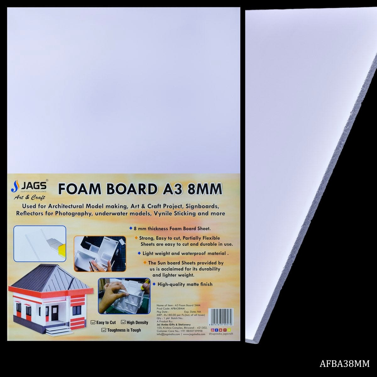 jags-mumbai Foam, Mount,Cork Sheet Foam Board 8MM A3