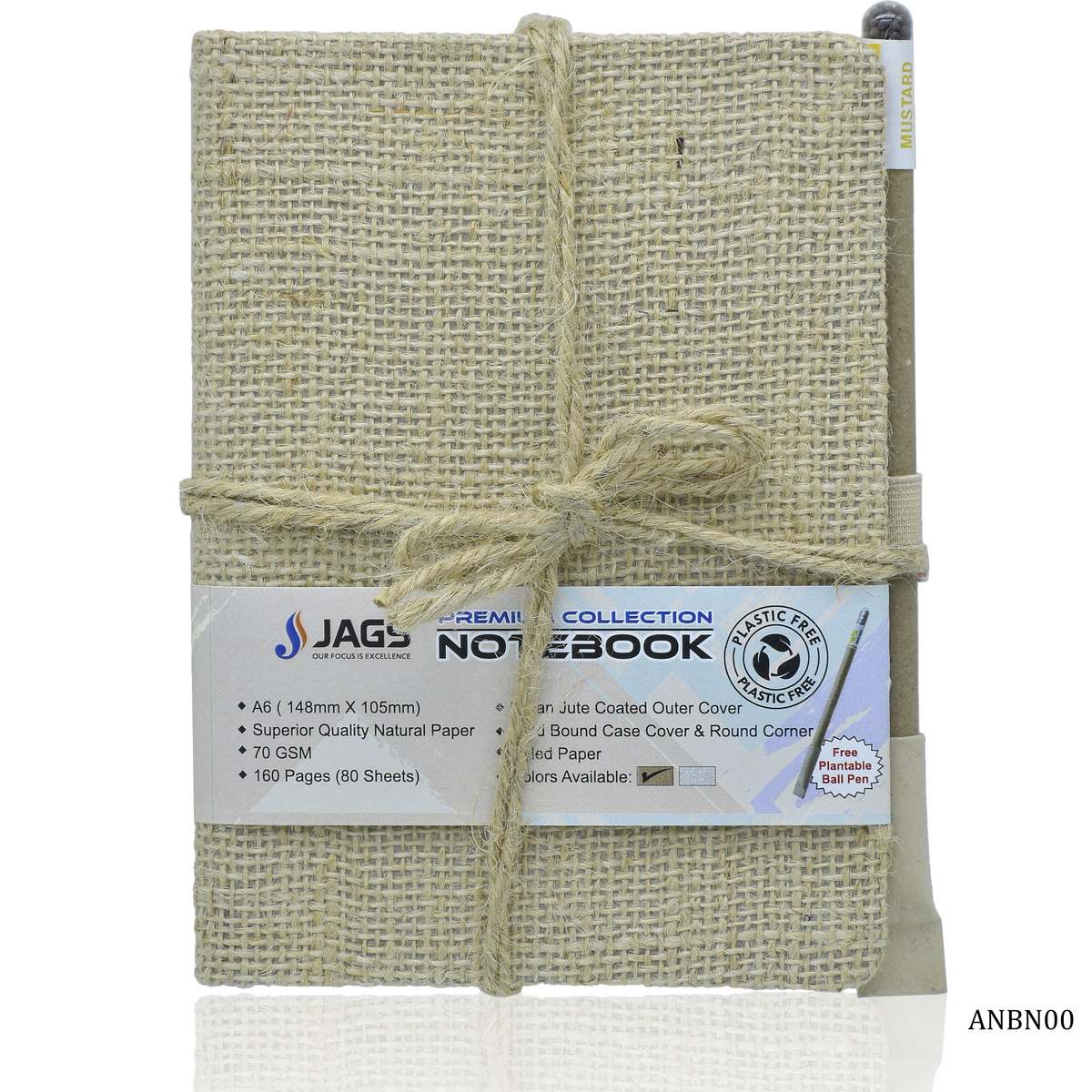 jags-mumbai Formal Diary A6 NoteBook Natural Jute Cover 160 Pages 80 Sheet ANBN00