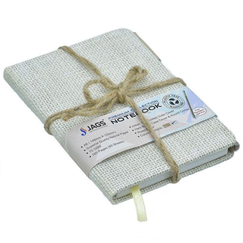 jags-mumbai Formal Diary Burlap Jute Notebook journal aesthetic | A6 I undated journal eco-friendly