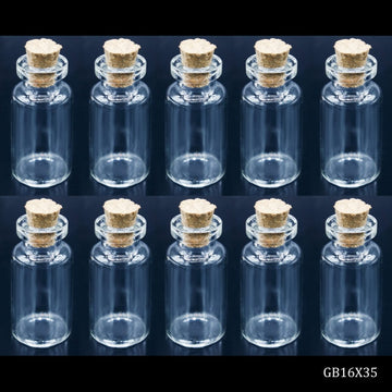 Glass Messages Bottle 16x35mm 10 pcs Set