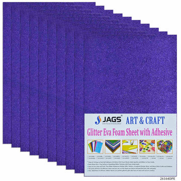 jags-mumbai Glitter Paper & Foam Sheet A4 Glitter Foam Sheet With Stick D Purple 26164DPE