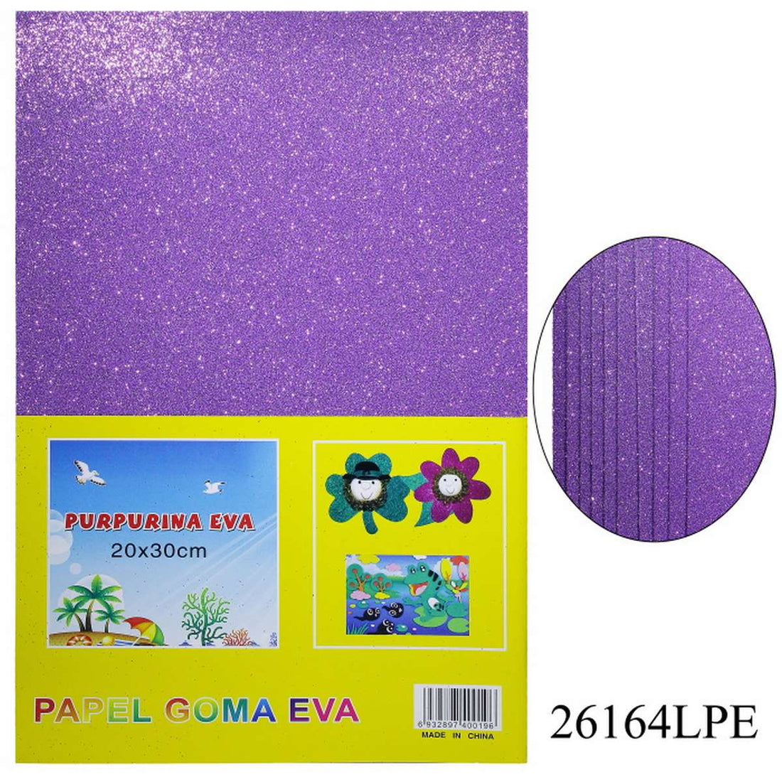 jags-mumbai Glitter Paper & Foam Sheet A4 Glitter Foam Sheet With Stick L Purple 26164LPE