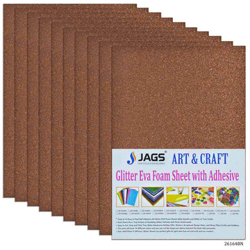 jags-mumbai Glitter Paper & Foam Sheet A4 Glitter Foam Sheet With Sticker Brown 26164BN