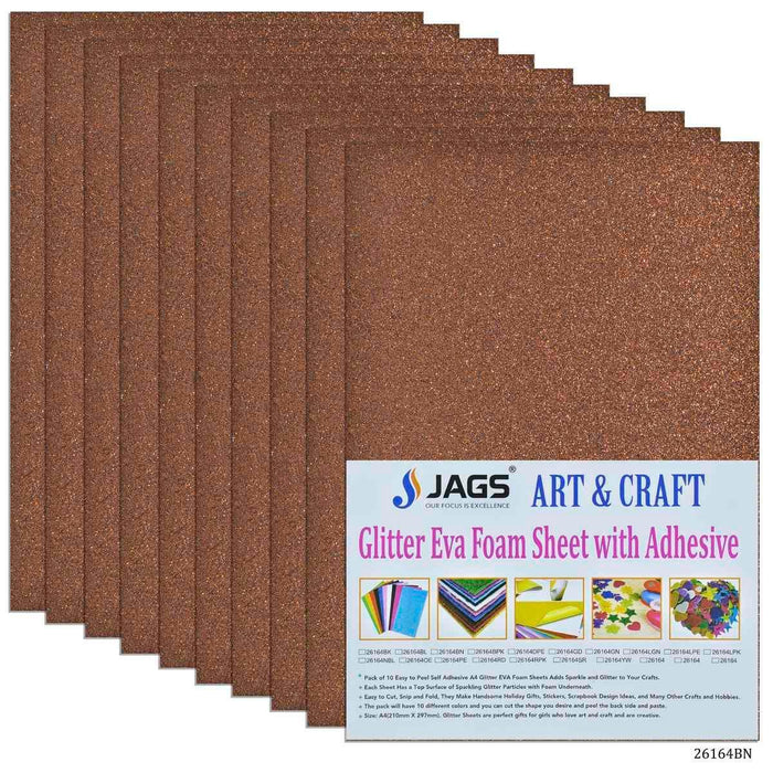 A4 Glitter Foam Sheet With Sticker Brown 26164BN