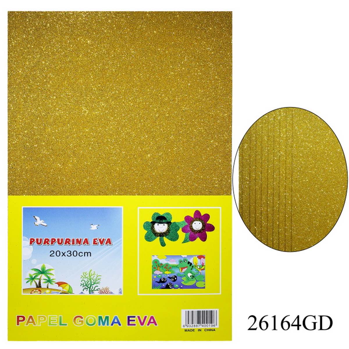 jags-mumbai Glitter Paper & Foam Sheet A4 Glitter Foam Sheet With Sticker Gold 26164GD