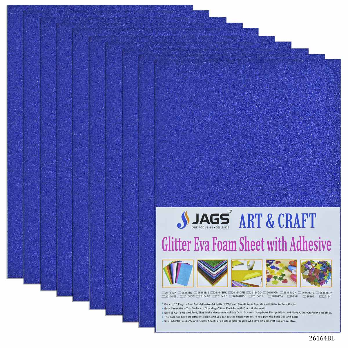 jags-mumbai Glitter Paper & Foam Sheet A4 Glitter Foam Sheet With Sticker N Blue