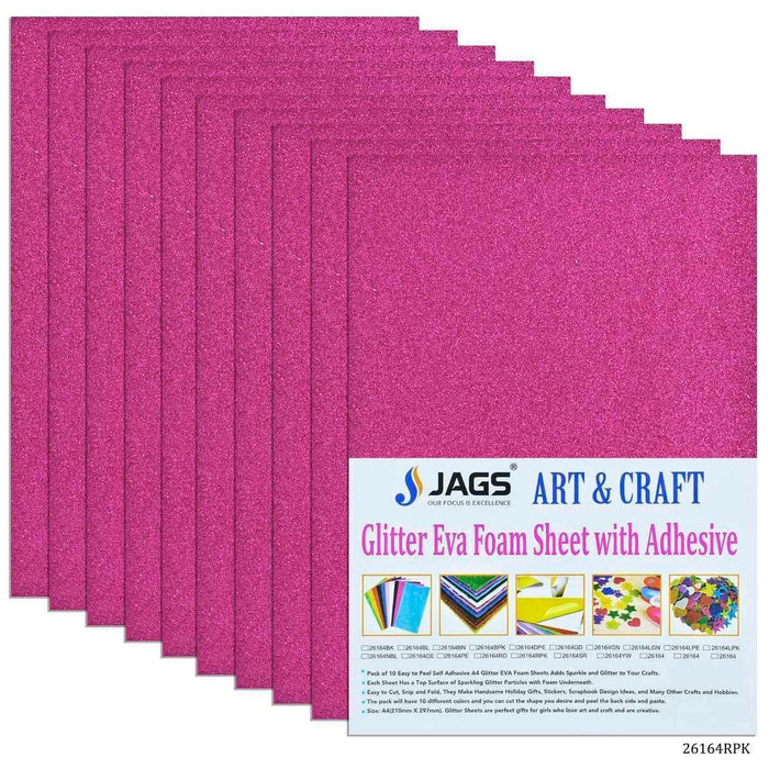 A4 Glitter Foam Sheet With Sticker R Pink 26164RPK
