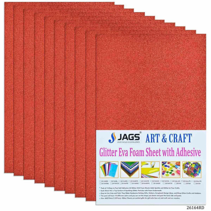 A4 Glitter Foam Sheet With Sticker Red 26164RD
