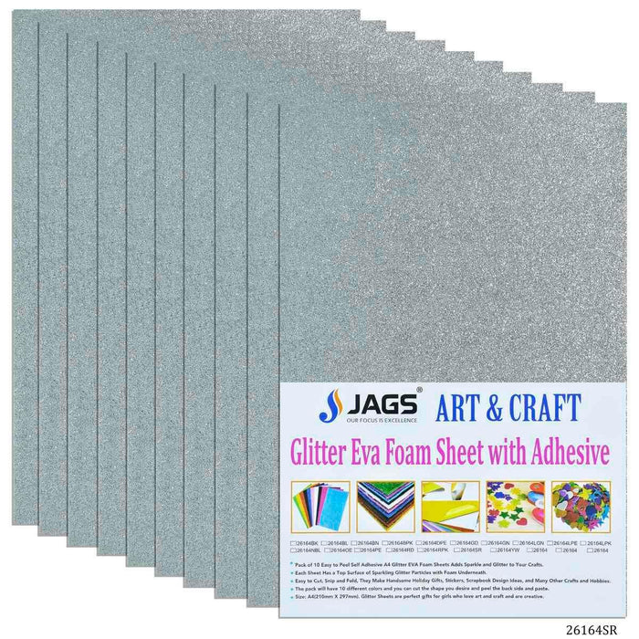 A4 Glitter Foam Sheet With Sticker Silver 26164SR