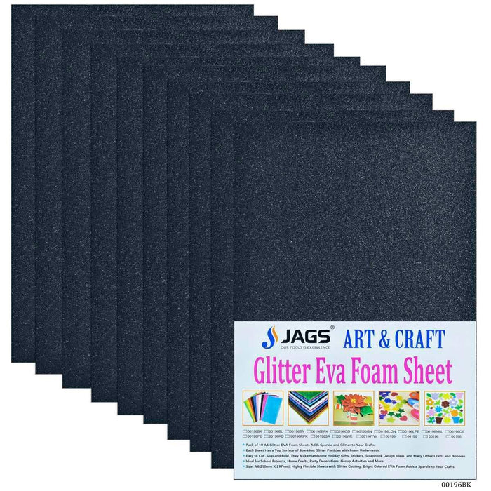 A4 Glitter Foam Sheet Without Sticky  Black 00196BK