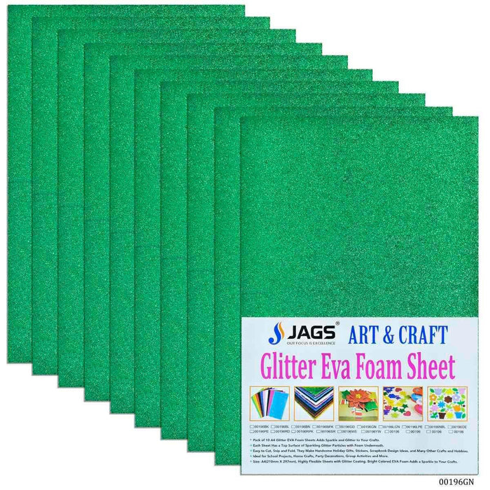 A4 Glitter Foam Sheet Without Sticky  Green 00196GN