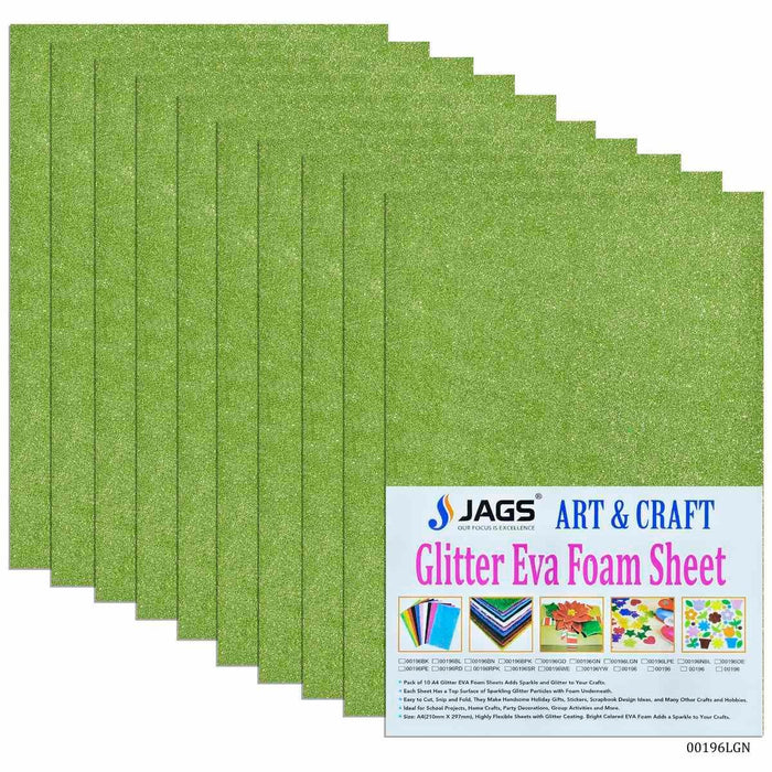 A4 Glitter Foam Sheet Without  Stick L Green 00196LGN