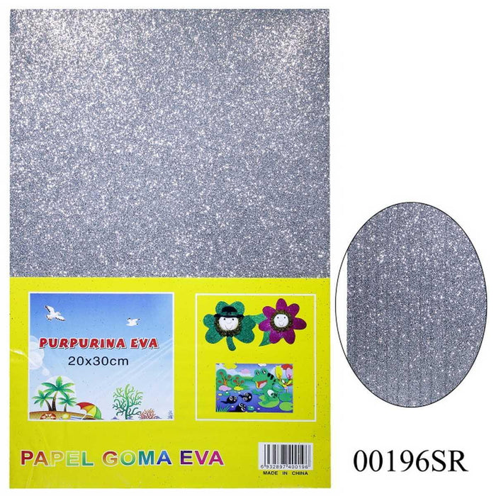 A4 Glitter Foam Sheet Without  Stick Silver 00196SR