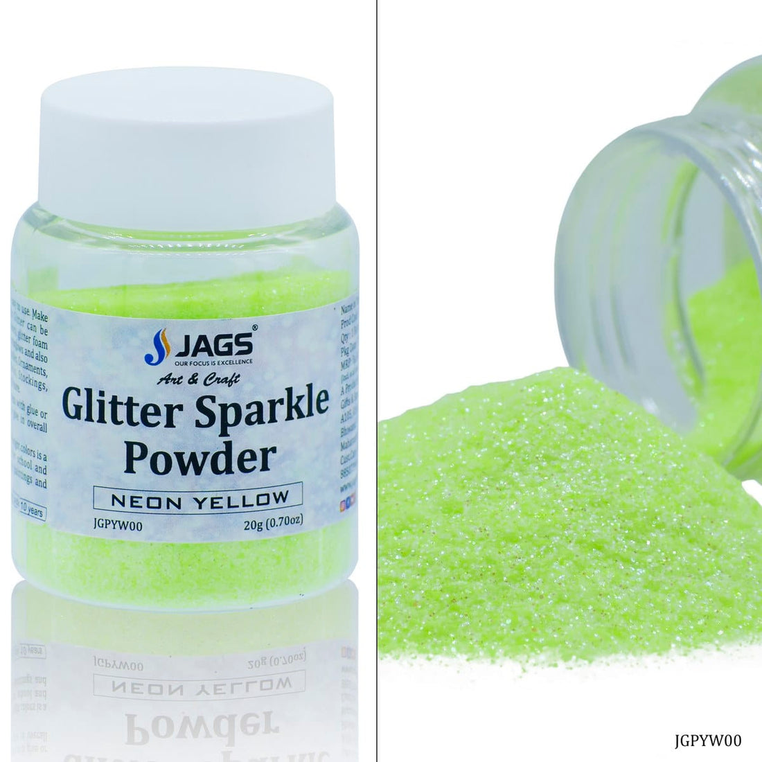 jags-mumbai Glitter Powder Jags Glitter Powder Neon Yellow 20gm JGPYW00