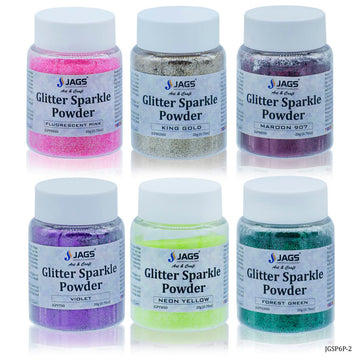Jags Glitter Sparkle Powder 6 Pcs (2No) Mix Colour JGSP6P-2