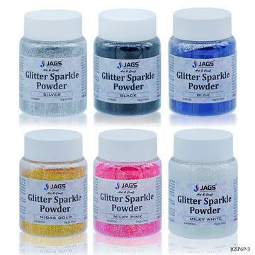 Jags Glitter Sparkle Powder 6 Pcs (3No) Mix Colour JGSP6P-3
