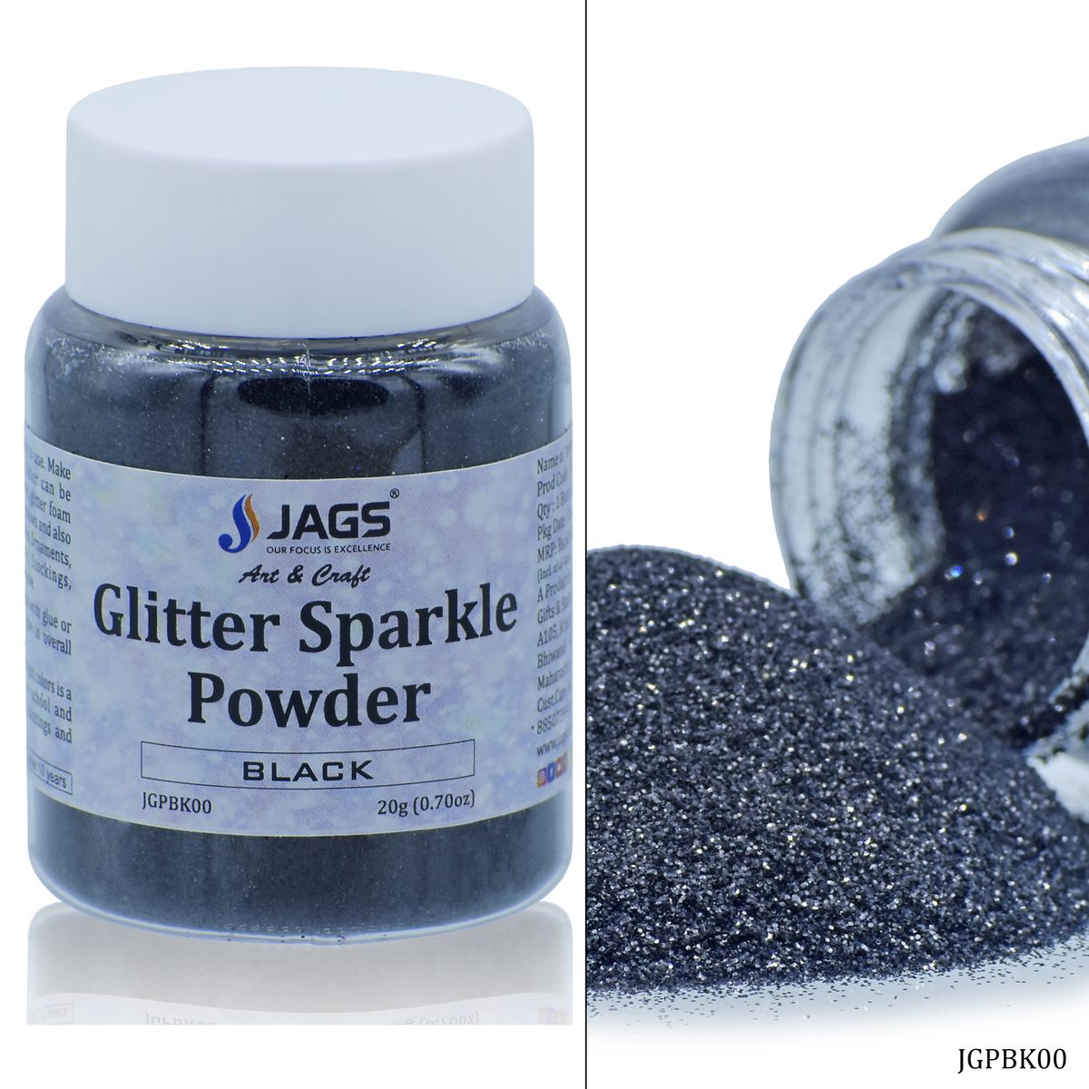 jags-mumbai Glitter Powder Jags Glitter Sparkle Powder Black 20gm