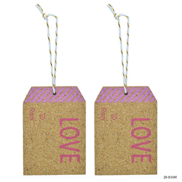 jags-mumbai Household Goods Wooden Luggage Tag | Cork Sheet Love (Set of 2 Pcs)