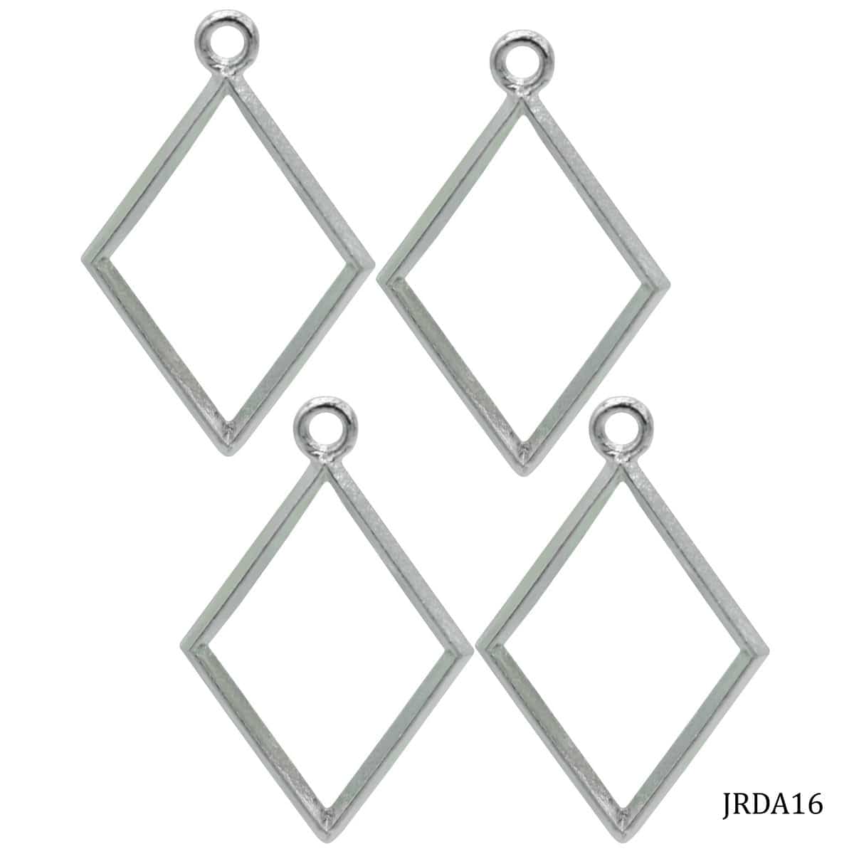 jags-mumbai Jewellery Diy Metal Imitation 4Pc Rhombus Silver JRDA16