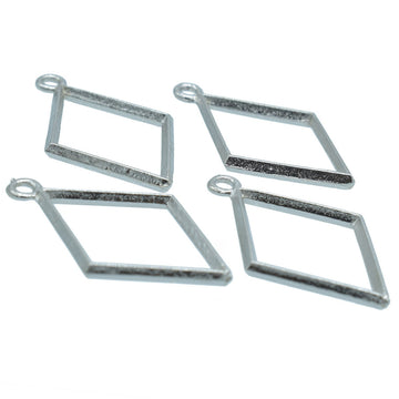 Diy Metal Imitation 4Pc Rhombus Silver JRDA16
