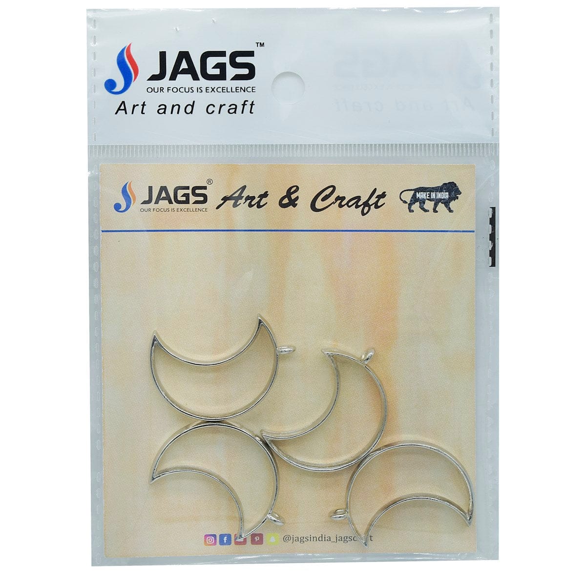 jags-mumbai Jewellery Diy Metal Imitation 4Pcs Silver Moon JRDA14