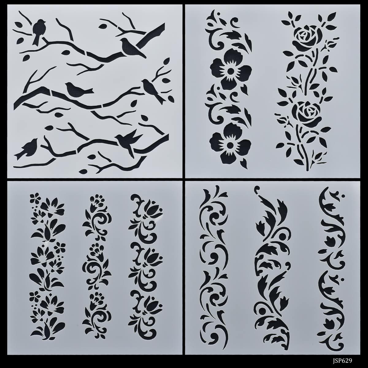 jags-mumbai Jewellery Jags Stencil Plastic 6x6 4Pcs Set - Unleash Your Artistic Potential with Precision Stencils!