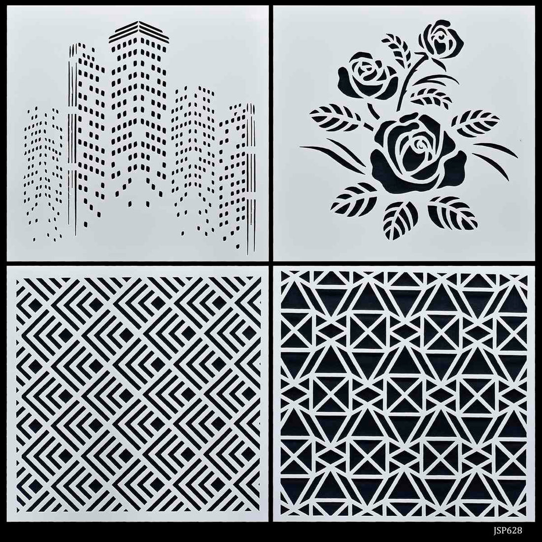 jags-mumbai Jewellery Jags Stencil Plastic 6x6 4Pcs Set - Unleash Your Creativity with Versatile Stencils!