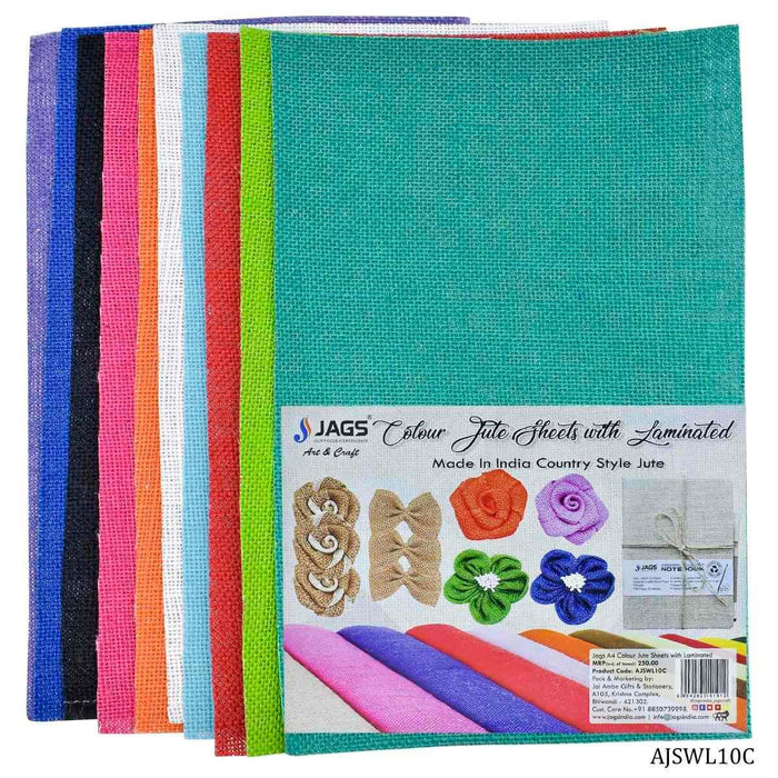 A4 Jute Sheet 10 Colour Variety Pack (10 Sheets)- AJSWL10C
