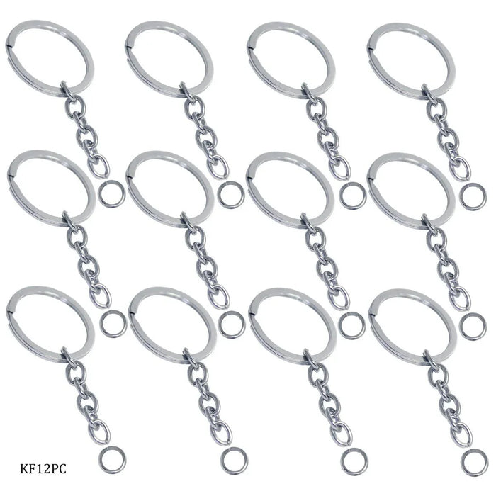 Silver Key Chain Fittings – 12 Pcs (KF12PC)