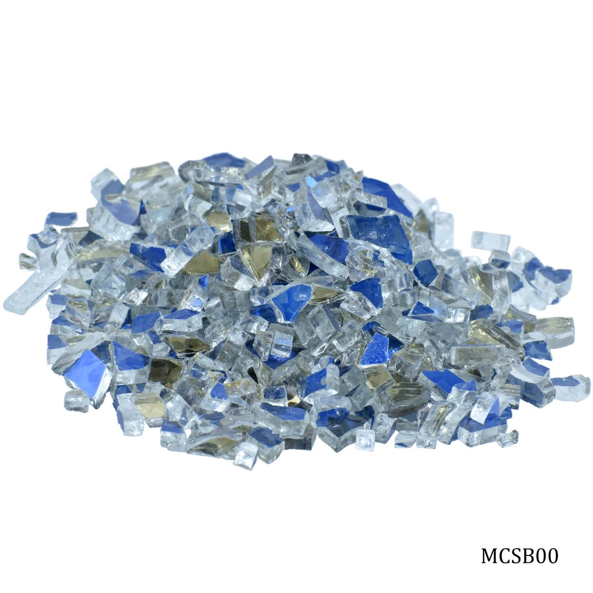 jags-mumbai Lippan Crushed Mirror Glass for resin & lippan art 200 grams  - Size 5-10 mm - Sapphire Blue Gold