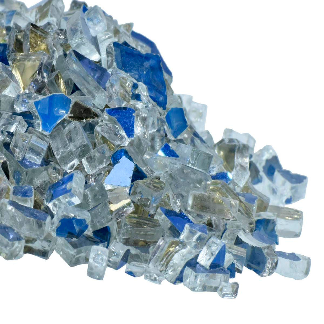 jags-mumbai Lippan Crushed Mirror Glass for resin & lippan art 200 grams  - Size 5-10 mm - Sapphire Blue Gold