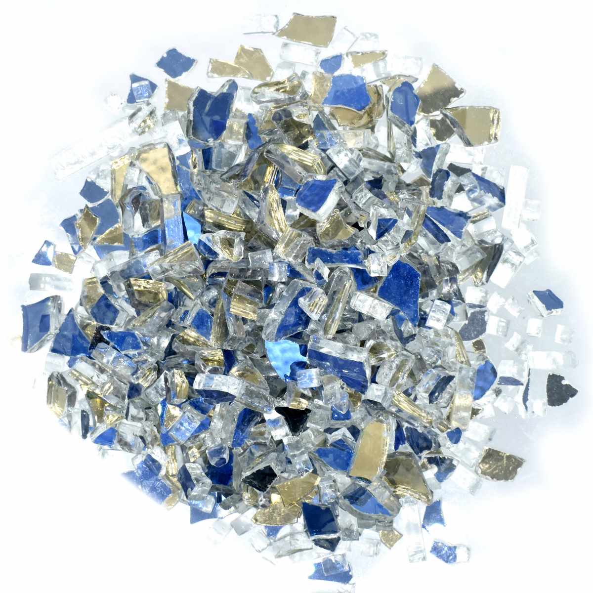 jags-mumbai Lippan Crushed Mirror Glass for resin & lippan art 200 grams  - Size 5-10 mm - Sapphire Blue Gold