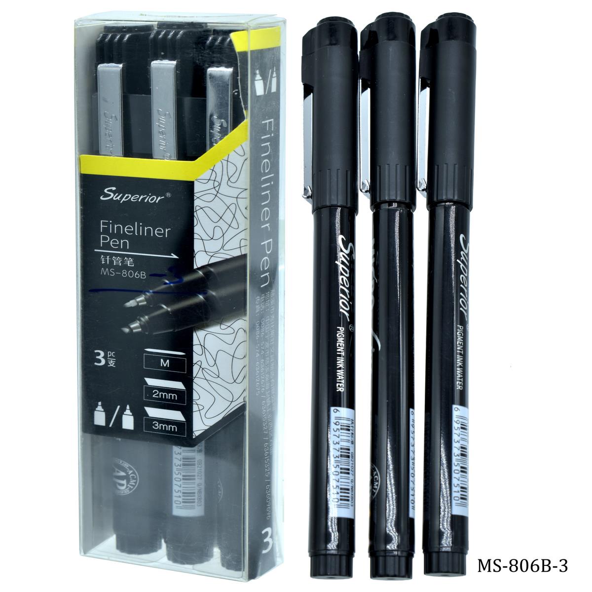 jags-mumbai Marker Fineliner Pen 3 Pcs - Double-Tip Markers for Precision and Colour MS-806B-3