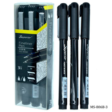 Fineliner Pen 3 Pcs - Double-Tip Markers for Precision and Colour MS-806B-3