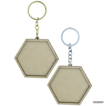 MDF DIY Key Ring 2 Pcs Set Hexagon MDKR09