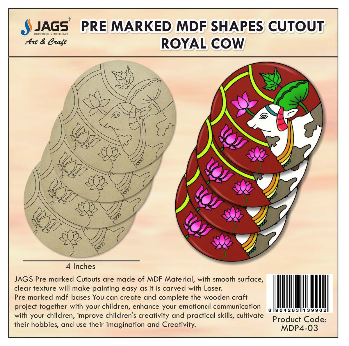 jags-mumbai MDF MDF DIY Painting Kit (4 Pcs)