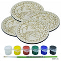 jags-mumbai MDF MDF DIY Painting Kit Round Peacock WF 4Inch 4Pc Set