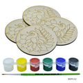 jags-mumbai MDF MDF DIY Painting Kit Round Peacock WL 4Inch 4Pcs Set