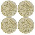 jags-mumbai MDF MDF DIY Painting Kit Round Peacock WL 4Inch 4Pcs Set