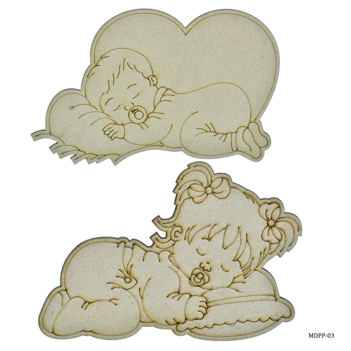 jags-mumbai MDF MDF DIY Painting Palette Kit of Sleeping Baby Girl & Boy