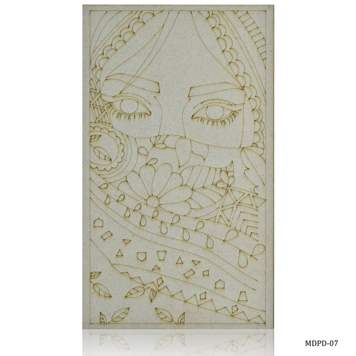 MDF DIY Painting Plate Kit Girl Engraved 6x10 Inch