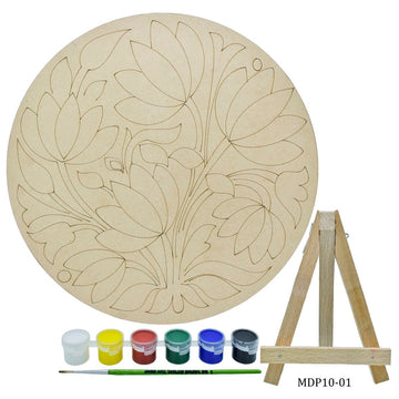 MDF DIY Painting Pre-Marked Kit Round Lotus 10In